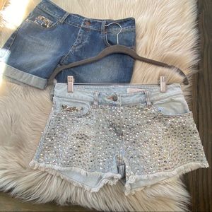 Sequin La Roc Cutoff Jean Shorts